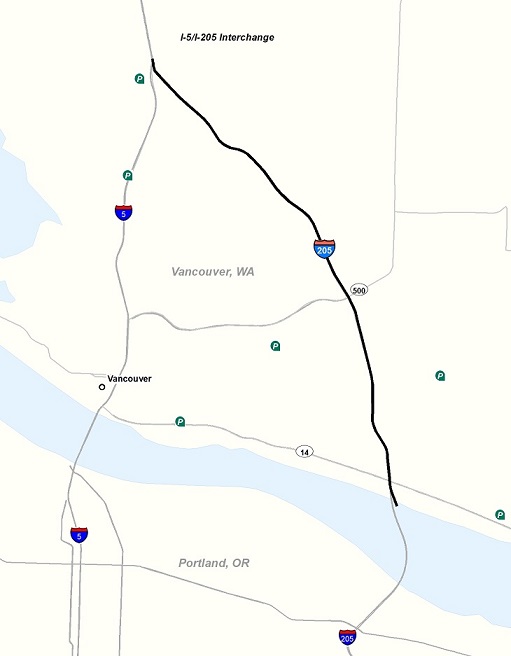 Vancouver Region I-205 map image Vancouver Region I-205 map image