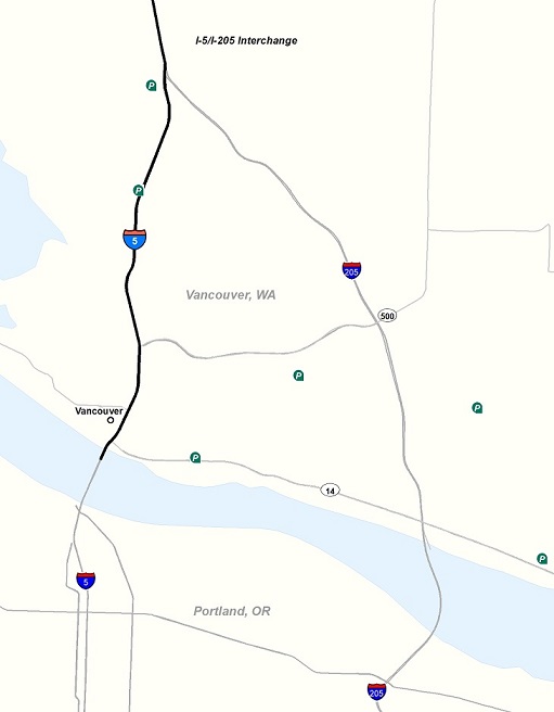 Vancouver Region I-5 map image Vancouver Region I-5 map image