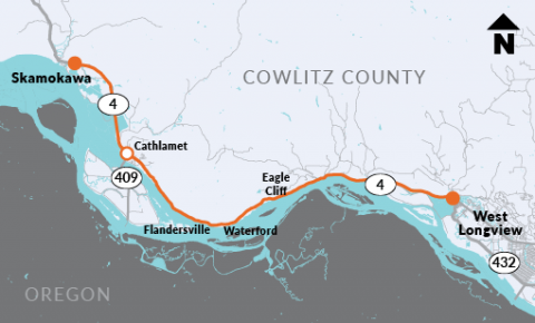 State Route 4 - Skamokawa Vic to 0.3 Miles West of SR 432 - Chip Seal and Highway Modifications - Project Map 