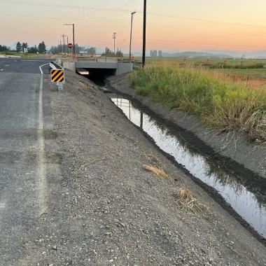 Sunset view of SR 546 Pepin Creek fish passage.
