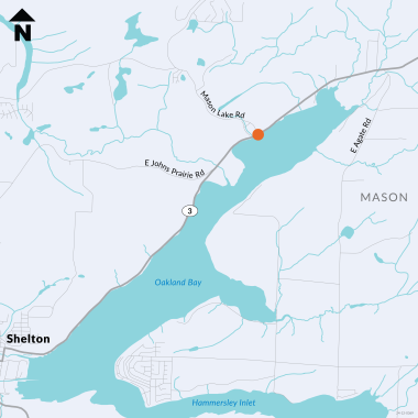 A map of the intersection of SR 3 and Mason Lake Road