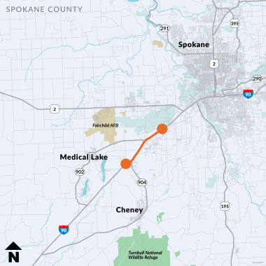 Project map location for BNRR Bridge to Geiger Road – Paving project.