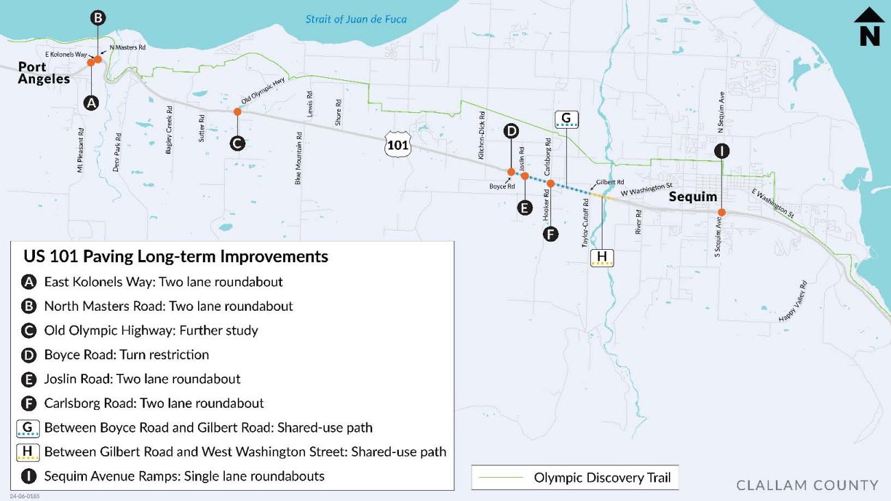 Map of US 101 Pre-design long-term improvements