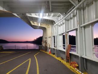 WSF vessel bulwark sunrise