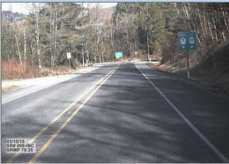 View to MP 79.4 at the north end of the historic SR 9 segment, junction of SR 9 and SR 542.