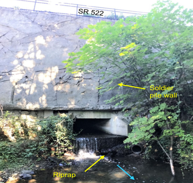 A photo showing the existing culvert that will be removed and replaced with a fish passable structure.
