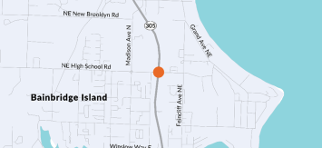 A map of State Route 305 on Bainbridge Island at its intersection with High School Road